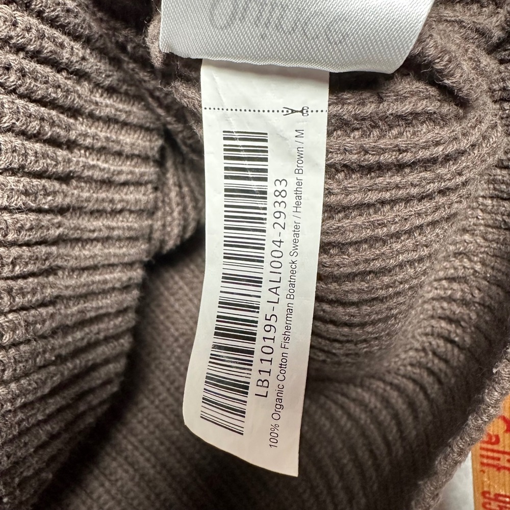 Quince Organic Cotton Fisherman Boatneck Sweater Heather Brown Medium LB10195 - Picture 6 of 9